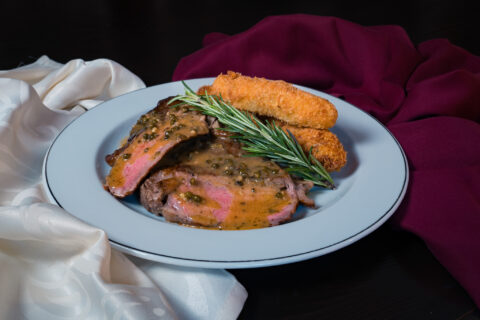 Photo of Spanish Beef Antricot with flavored potato croquettes and green pepper sauce