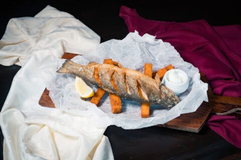 Photo of Fried trout with crispy crispy chickpea and mint yoghurt sauce